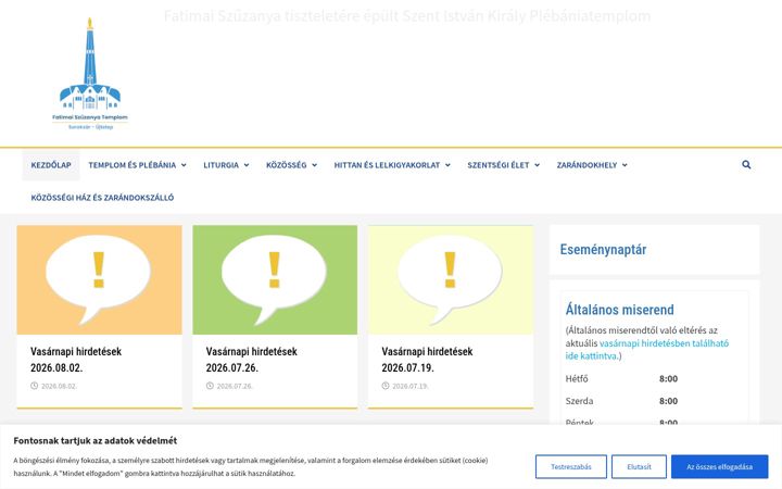 Screenshot of fatimaiszuzanya.hu