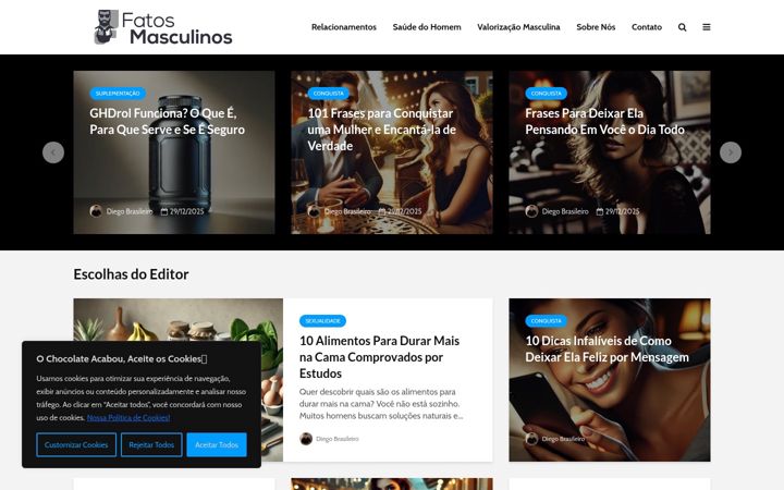Screenshot of fatosmasculinos.com.br