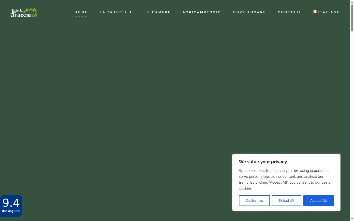 Screenshot of the consent banner shown before any interaction