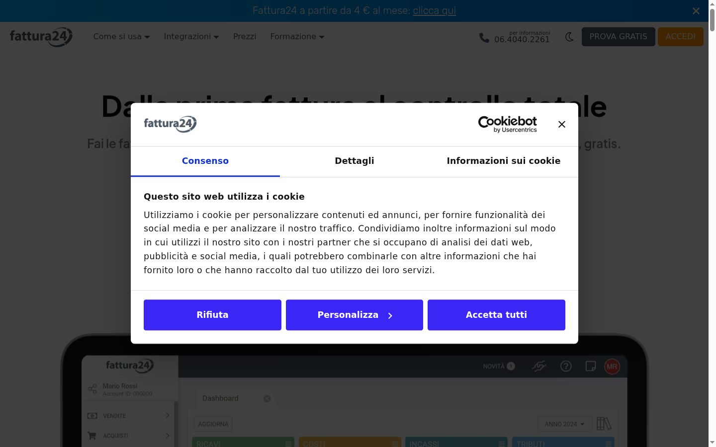 Capture d'écran de la bannière de consentement affichée avant toute interaction
