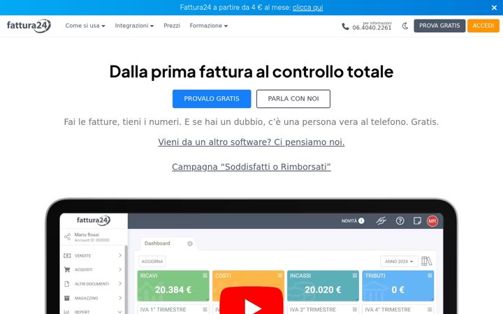 Screenshot of fattura24.com