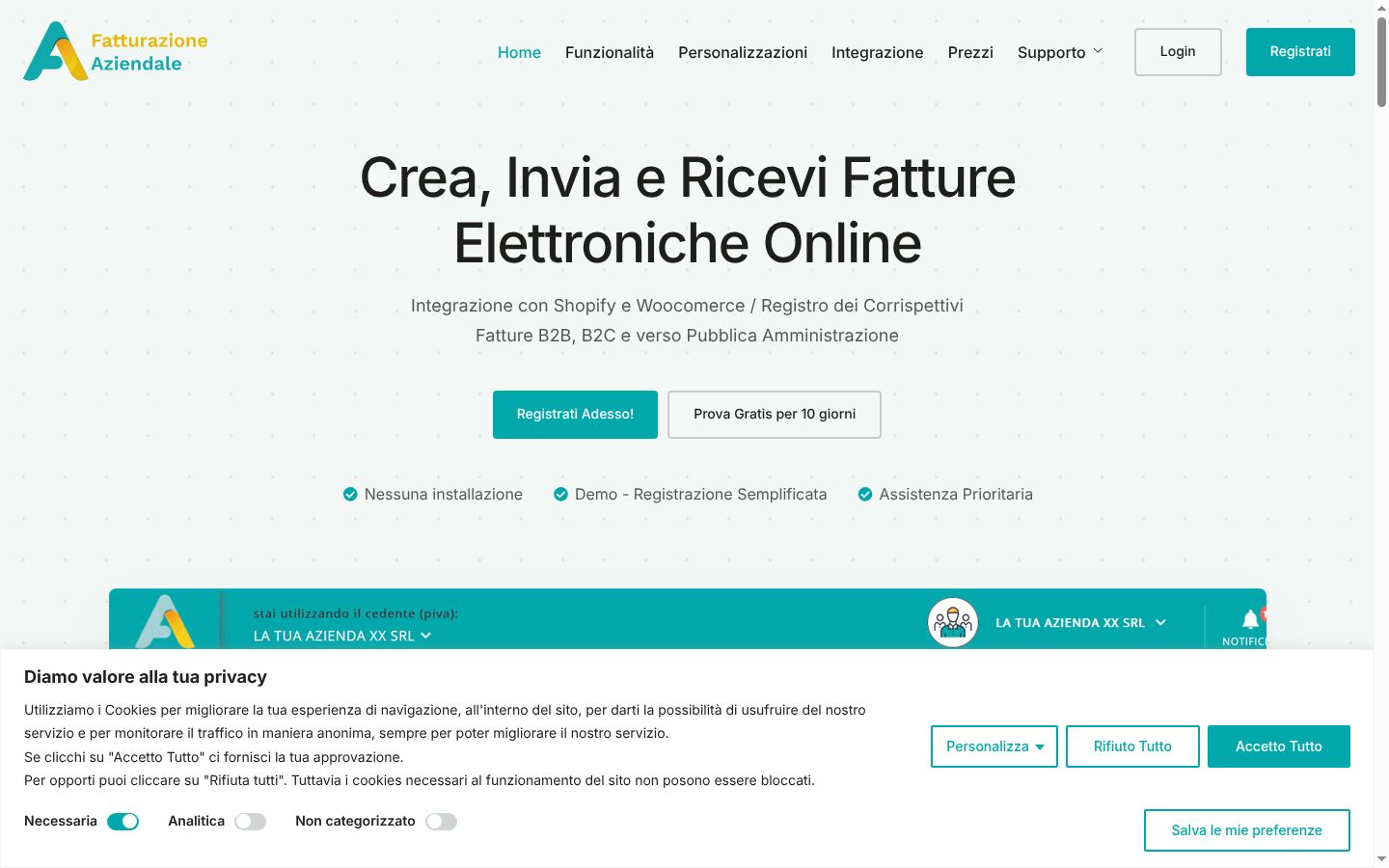 Capture d'écran de la bannière de consentement affichée avant toute interaction