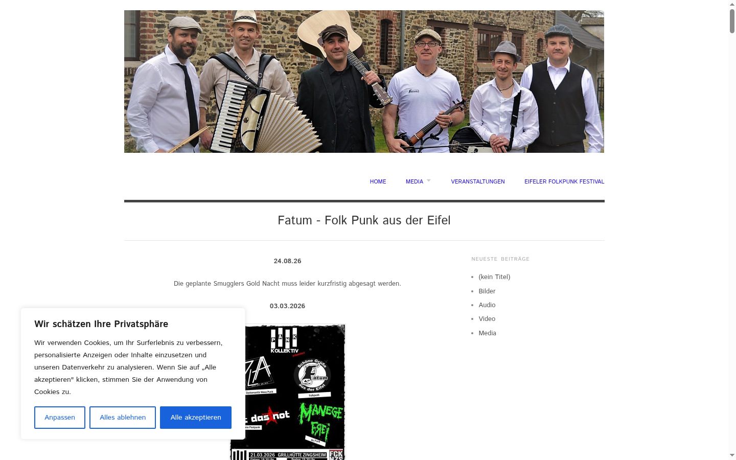 Screenshot des Einwilligungsbanners vor jeglicher Interaktion