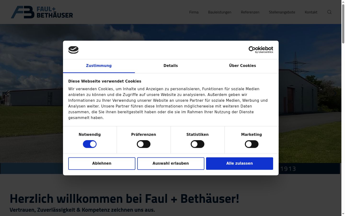 Screenshot of the consent banner shown before any interaction