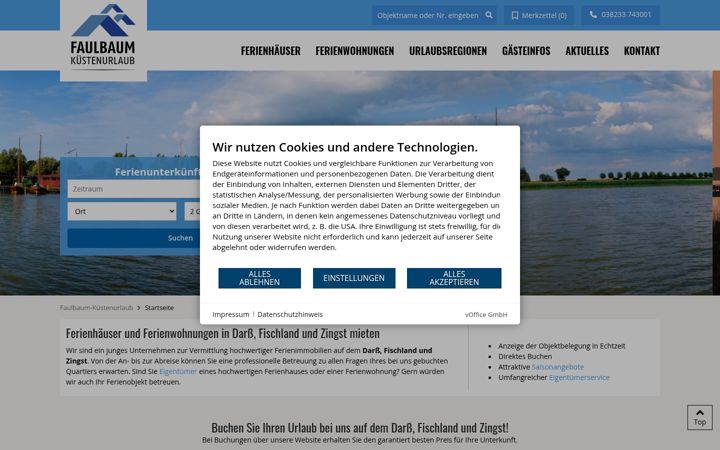 Screenshot of faulbaum-kuestenurlaub.de