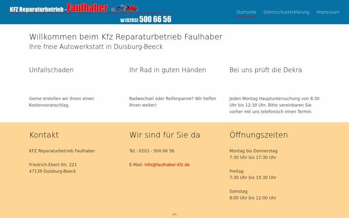 Screenshot of faulhaber-kfz.de