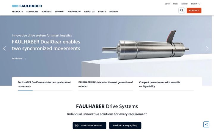 Screenshot of faulhaber.com