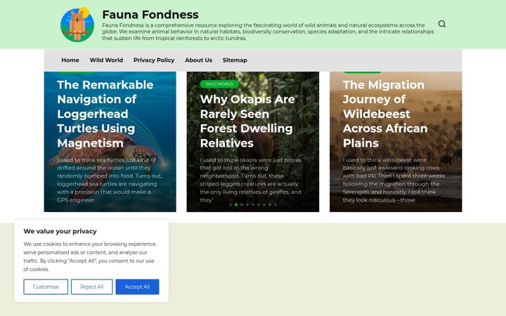 Screenshot of faunafondness.com