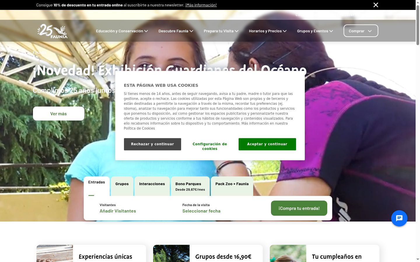 Screenshot del banner di consenso mostrato prima di qualsiasi interazione