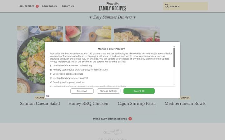 Screenshot of favfamilyrecipes.com