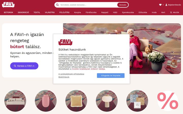 Screenshot of favi.hu