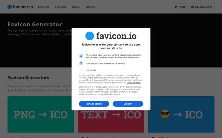 Screenshot of favicon.io