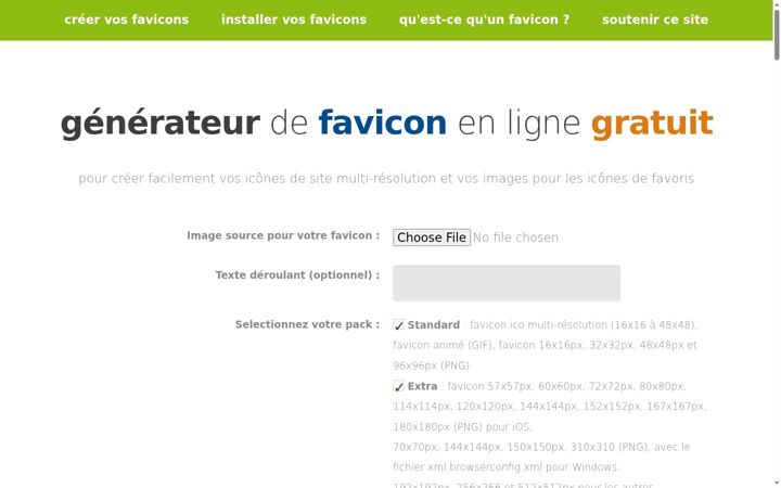 Screenshot of favicons.fr