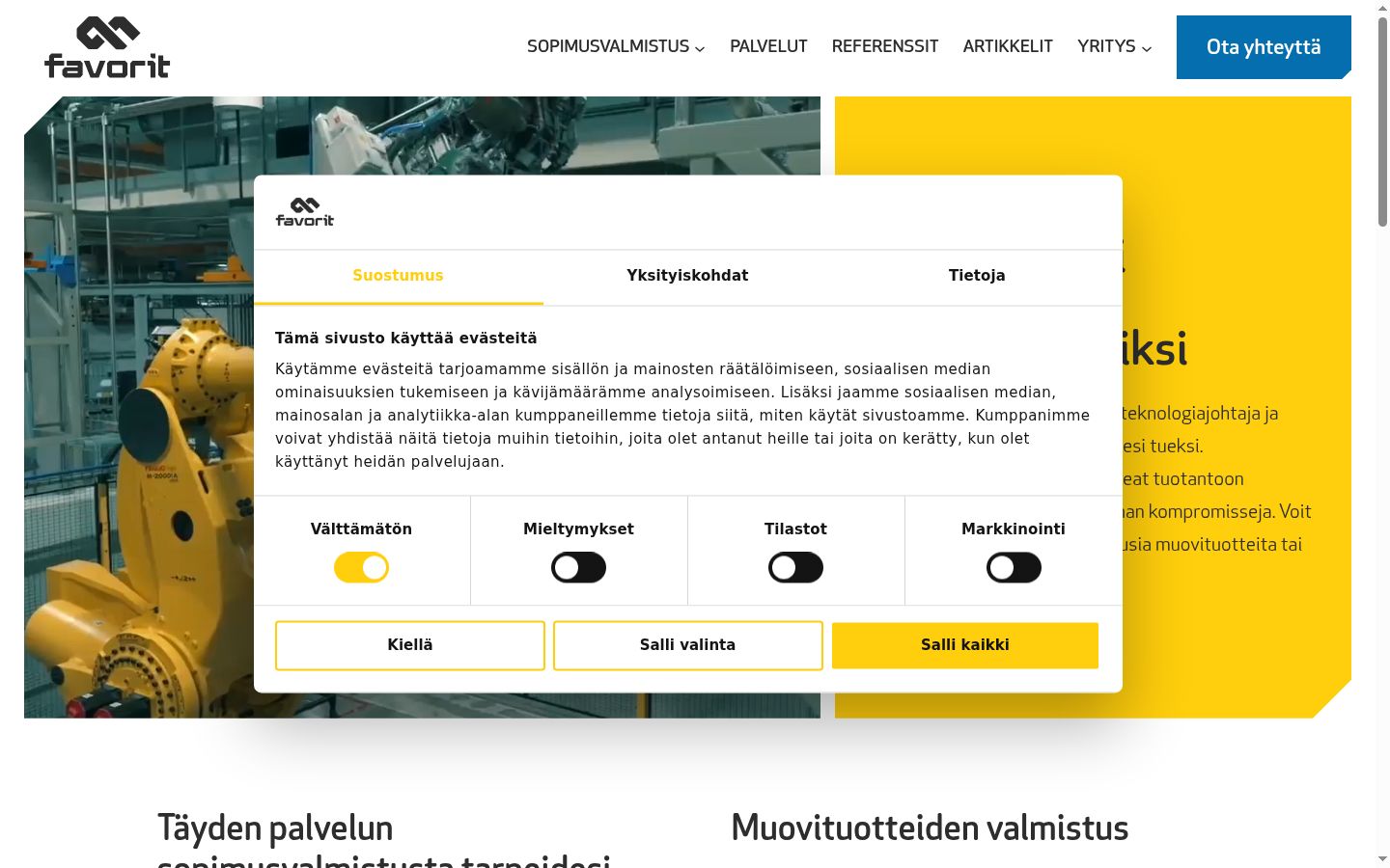 Képernyőkép a bármilyen interakció előtt megjelenő hozzájárulási bannerről