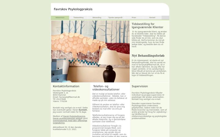 Screenshot of favrskovpsykologpraksis.dk