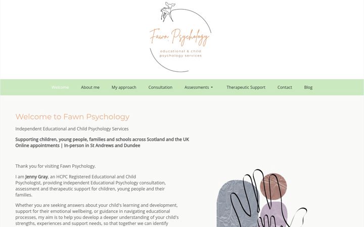 Screenshot of fawnpsychology.co.uk