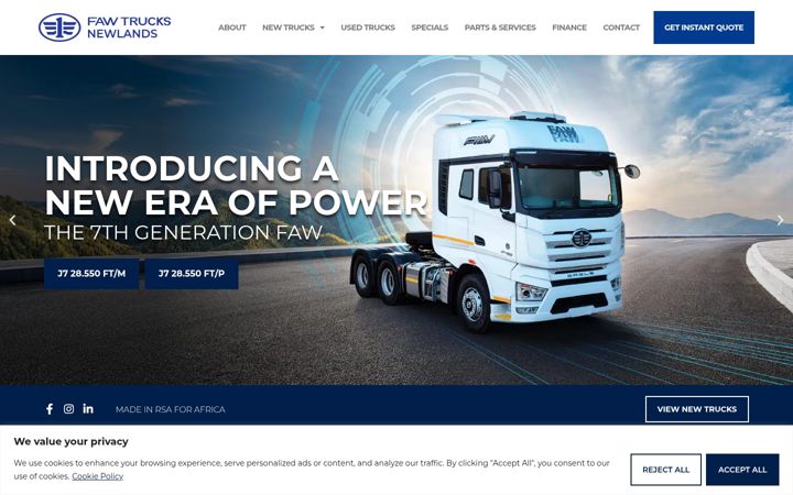 Képernyőkép: fawtrucksnewlands.co.za