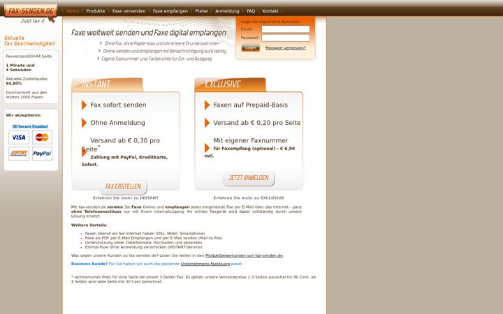 Screenshot of fax-senden.de