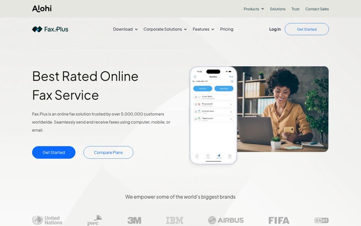 Screenshot of fax.plus