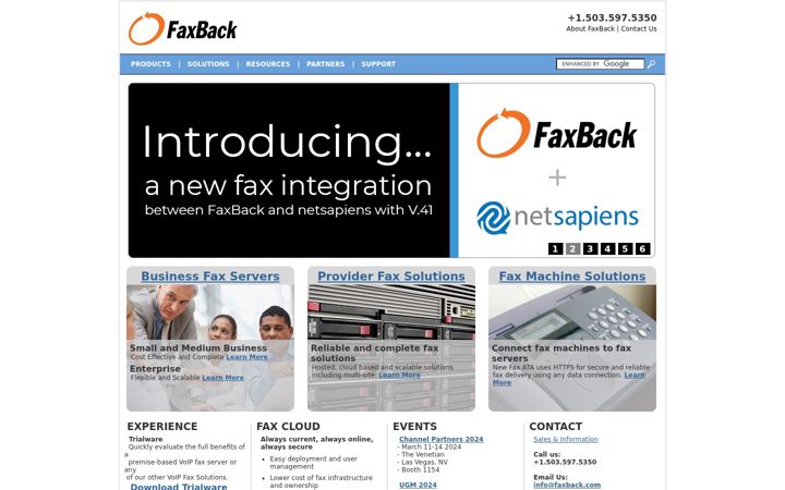 Screenshot of faxback.com