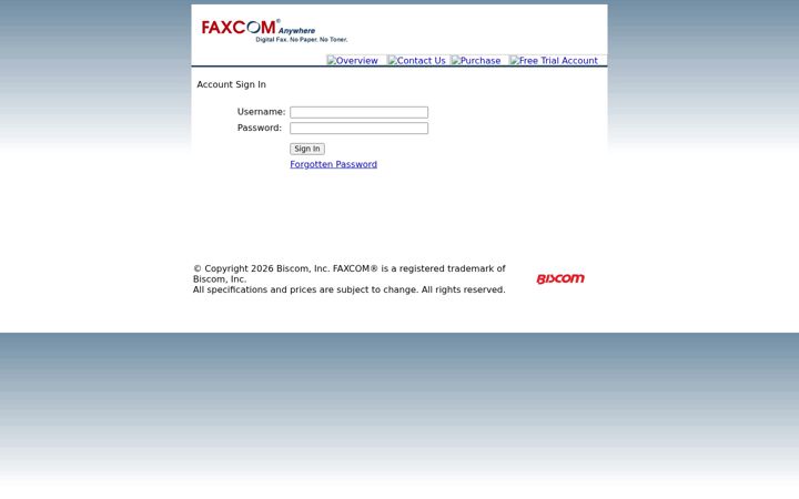 Snímek obrazovky faxcomanywhere.com