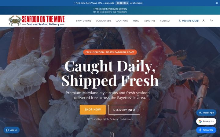 Screenshot of fayettevillecrab.com