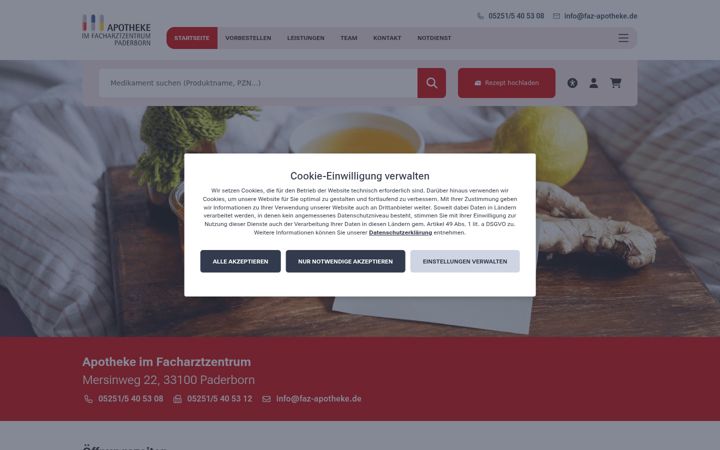 Skärmbild av faz-apotheke.de