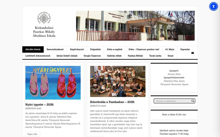 Screenshot of fazekasiskola.hu
