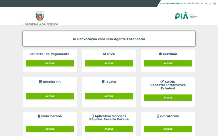 Screenshot of fazenda.pr.gov.br