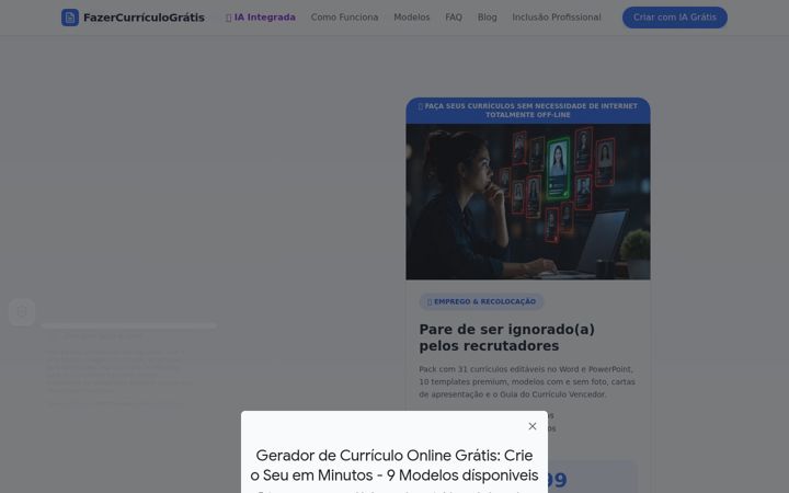 Screenshot of fazercurriculogratis.com.br