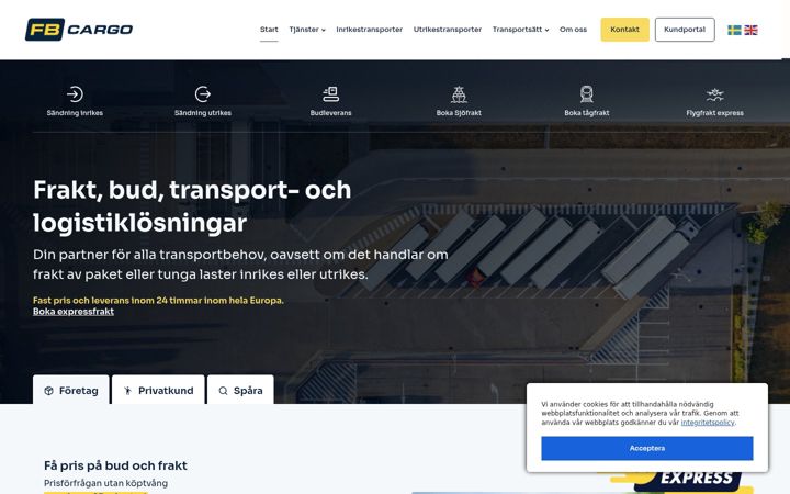 Screenshot of fb-cargo.se