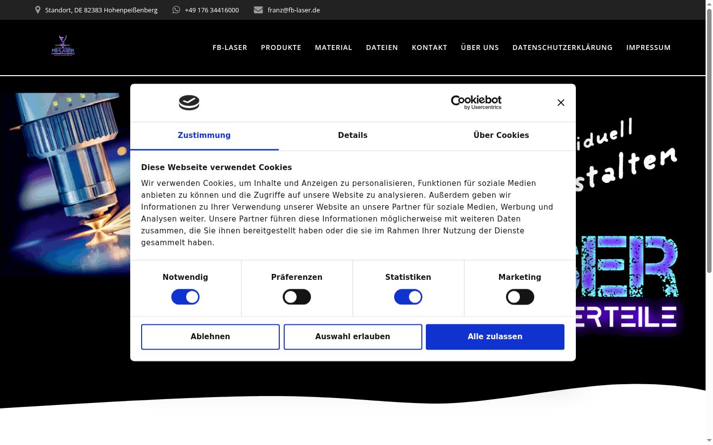 Capture d'écran de la bannière de consentement affichée avant toute interaction
