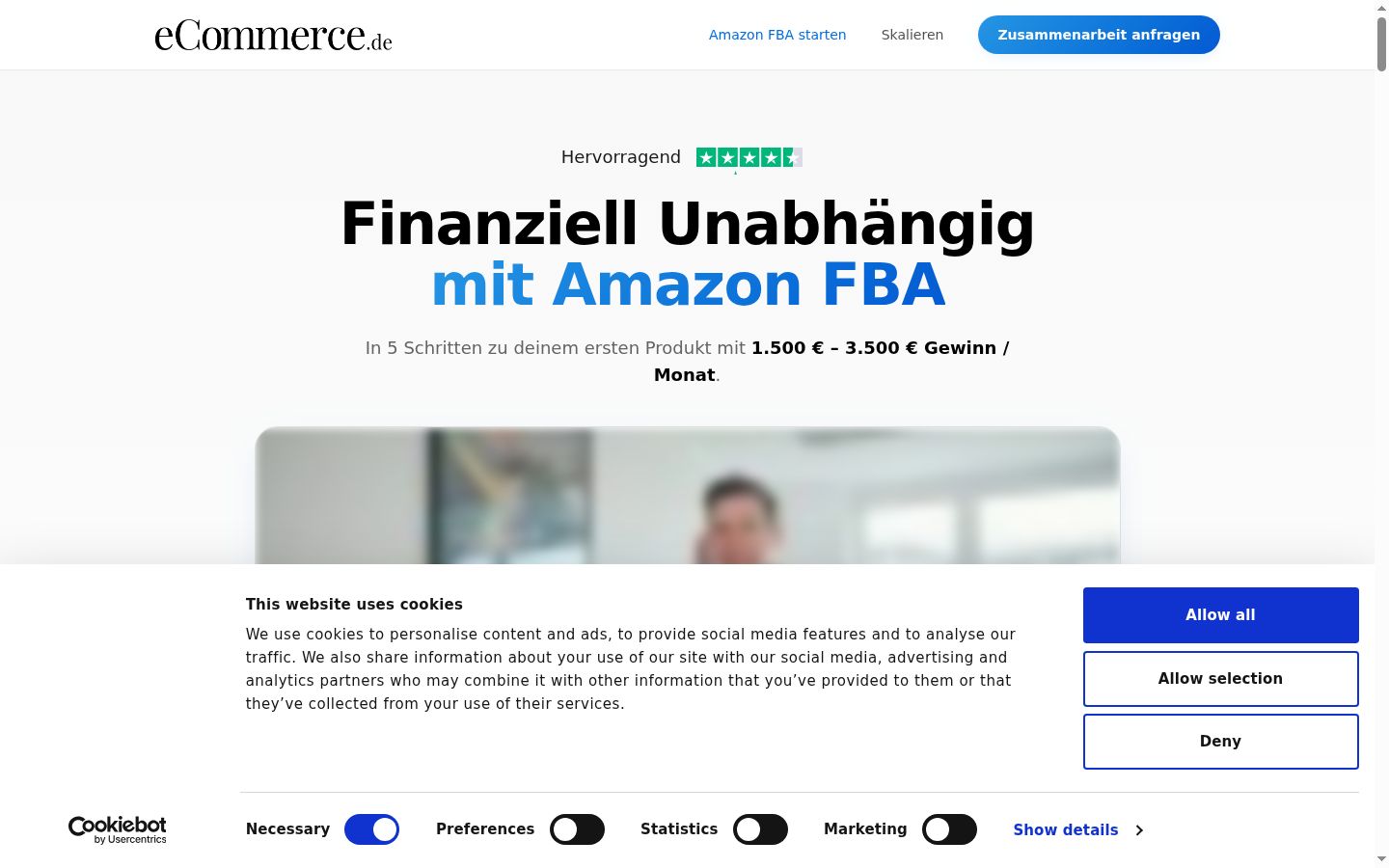 Captura de ecrã do banner de consentimento apresentado antes de qualquer interação
