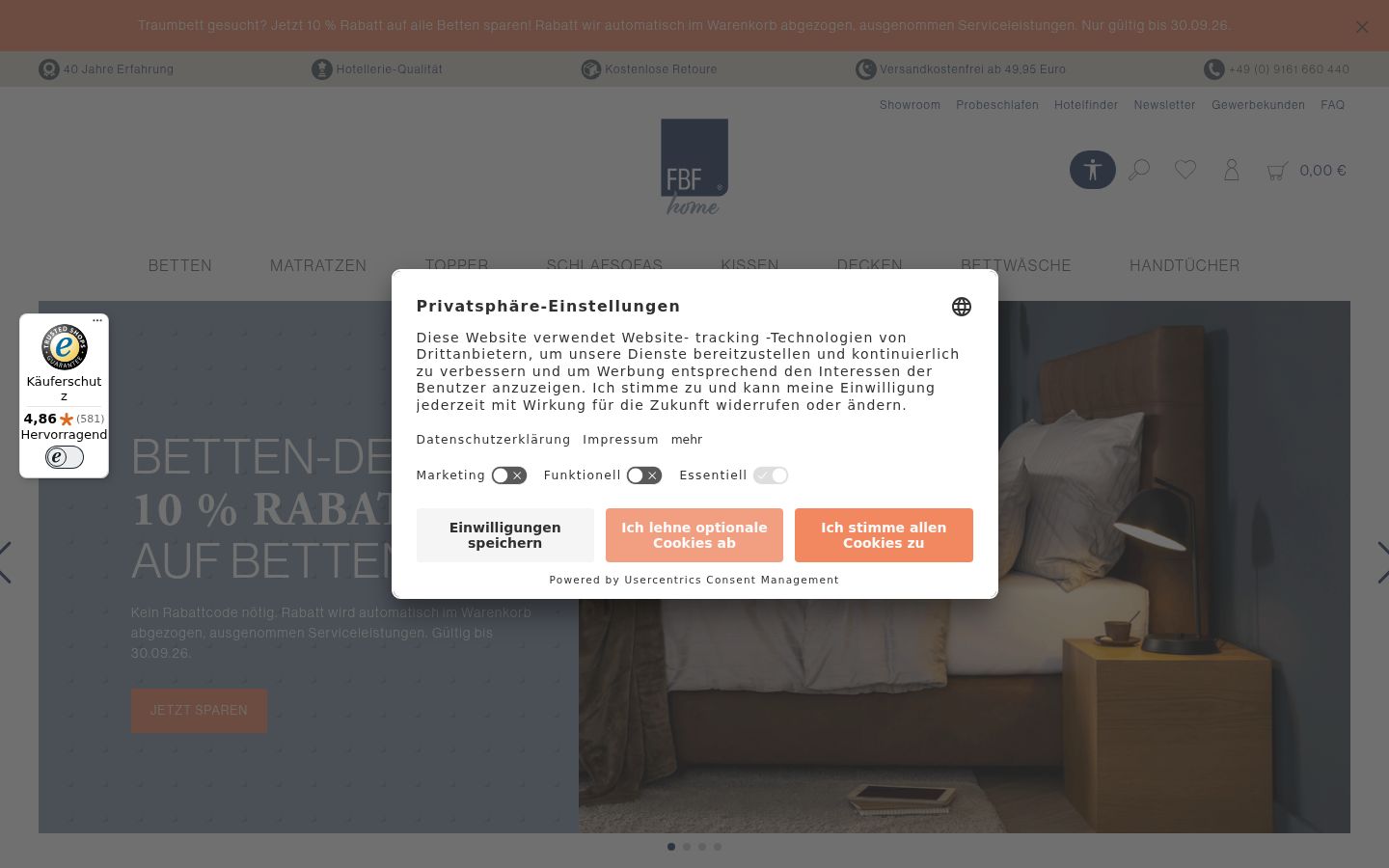 Zrzut ekranu banera zgody wyświetlanego przed jakąkolwiek interakcją