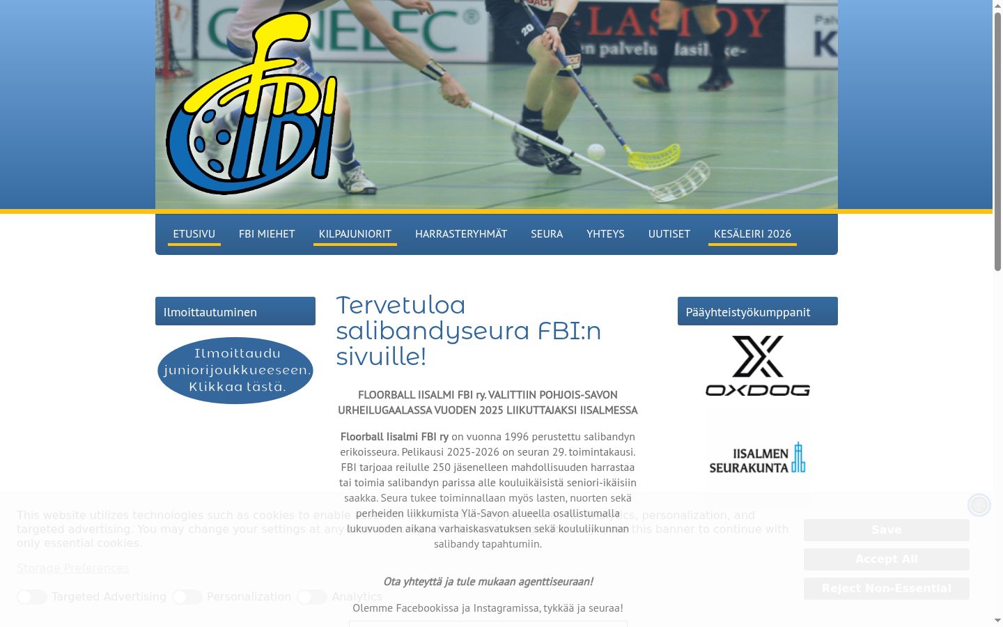 Screenshot del banner di consenso mostrato prima di qualsiasi interazione