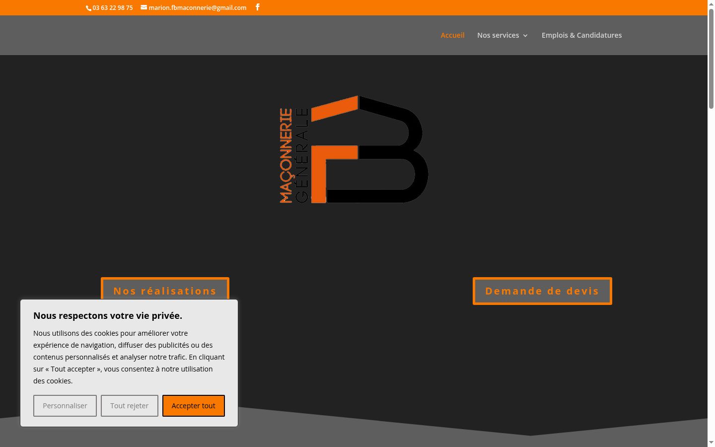 Capture d'écran de la bannière de consentement affichée avant toute interaction