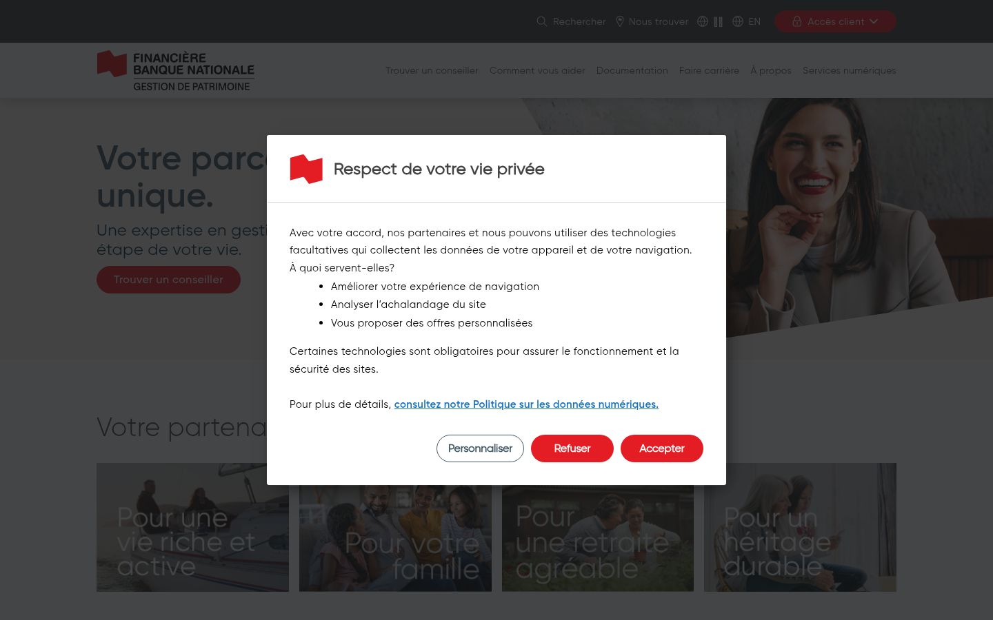 Screenshot of the consent banner shown before any interaction