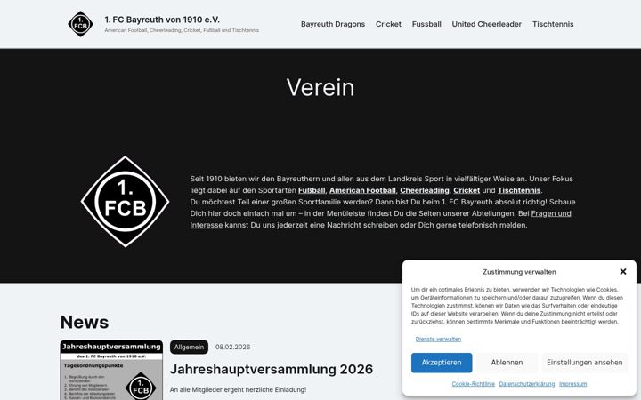 Екранна снимка на fc-bayreuth.de
