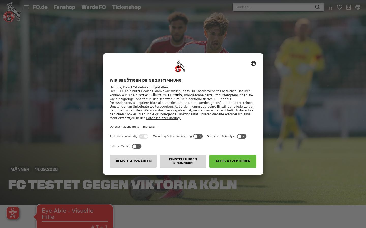 Screenshot tal-banner tal-kunsens muri qabel kwalunkwe interazzjoni