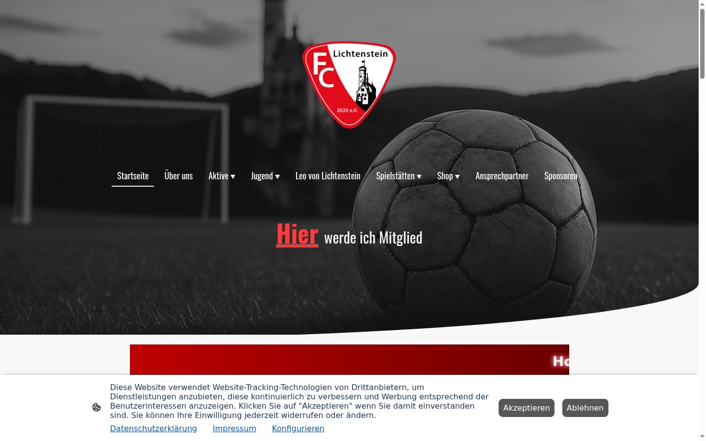 Screenshot del banner di consenso mostrato prima di qualsiasi interazione