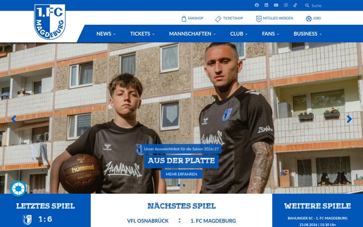 Screenshot of fc-magdeburg.de