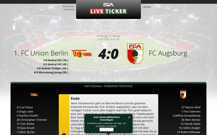 Screenshot of fca-liveticker.de