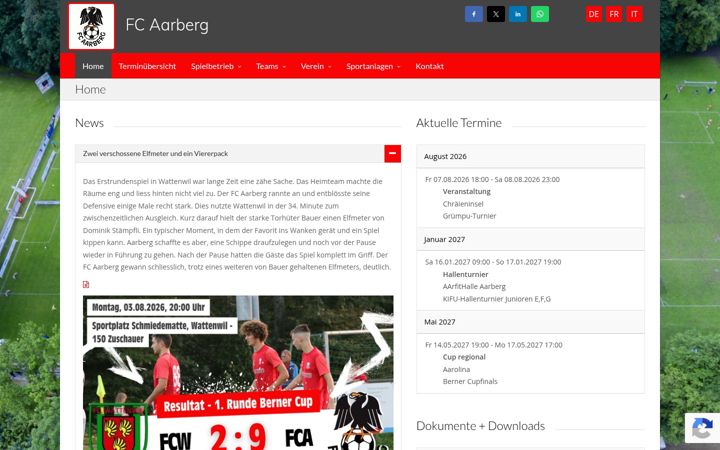 Screenshot of fcaarberg.ch