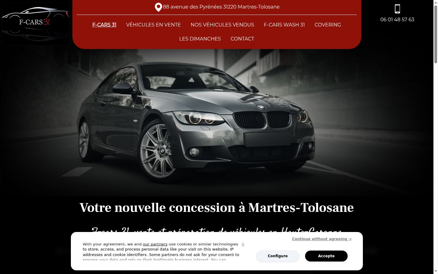 Capture d'écran de la bannière de consentement affichée avant toute interaction