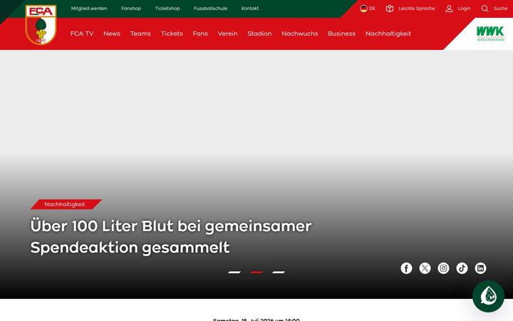 Screenshot of fcaugsburg.de
