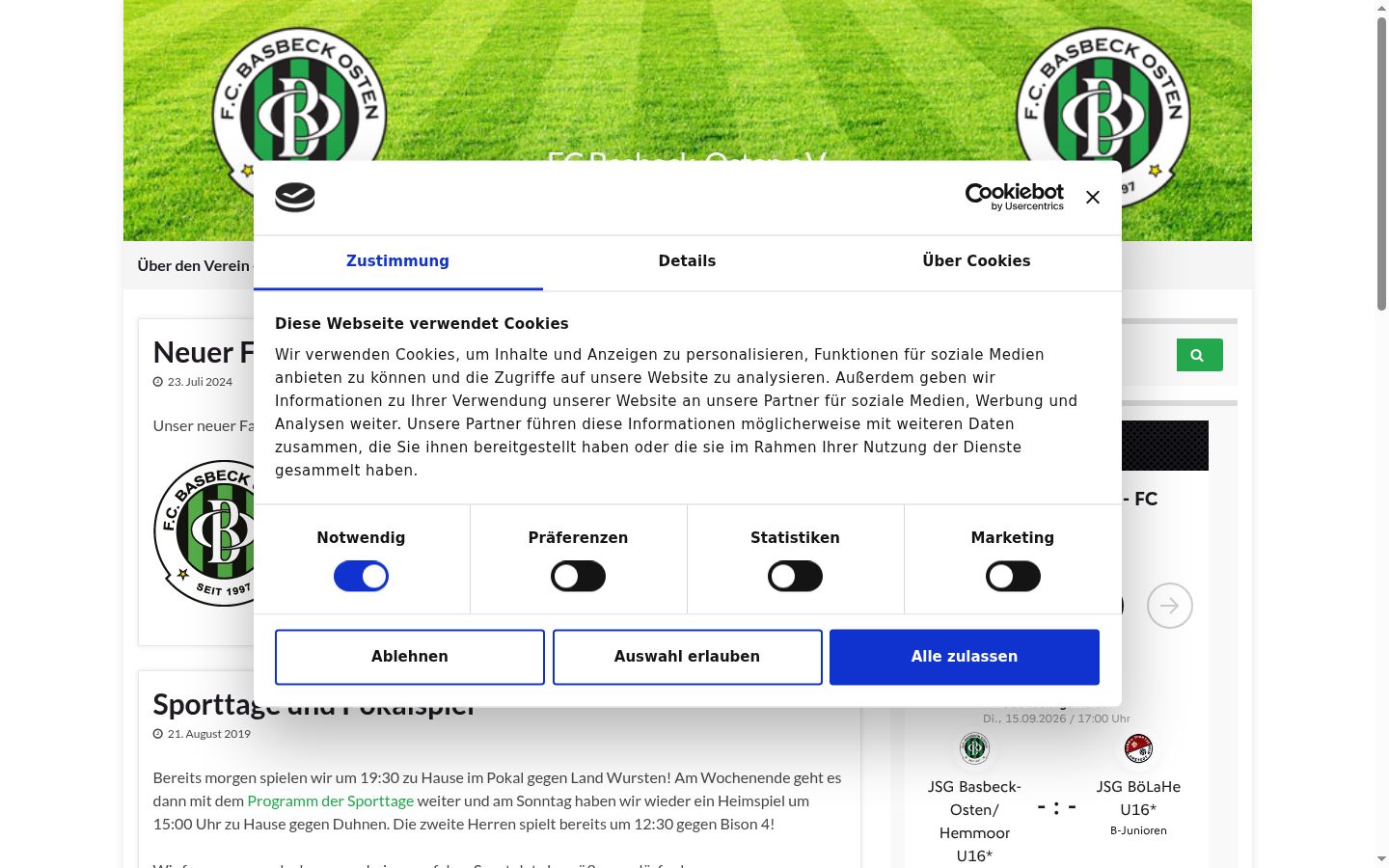 Screenshot tal-banner tal-kunsens muri qabel kwalunkwe interazzjoni
