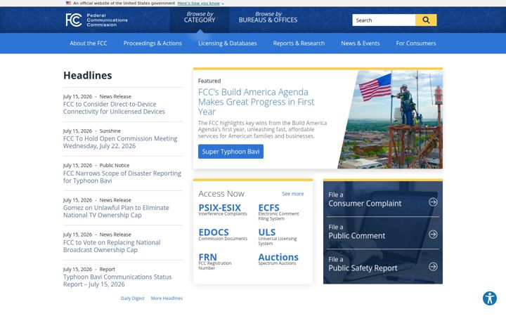 Screenshot ta' fcc.gov