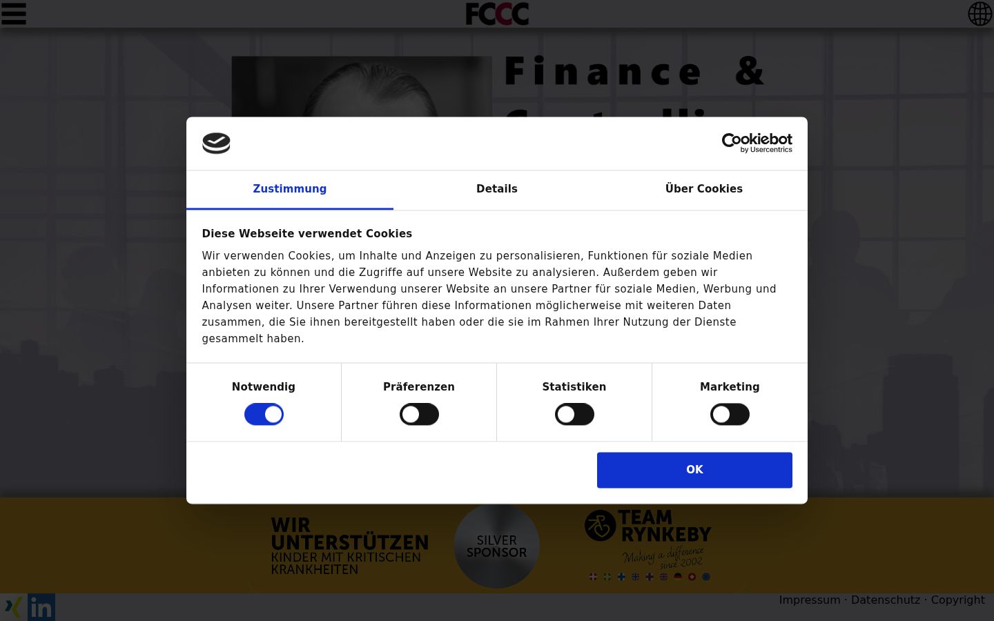Capture d'écran de la bannière de consentement affichée avant toute interaction