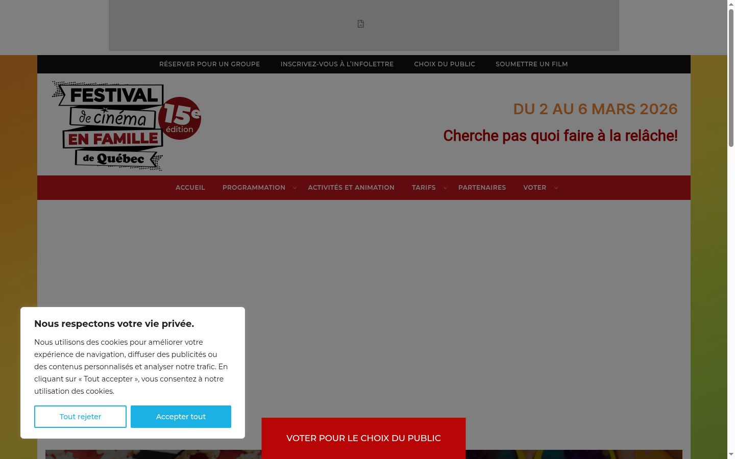Screenshot of the consent banner shown before any interaction