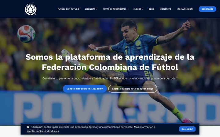 Ekrano kopija fcfacademy.com.co